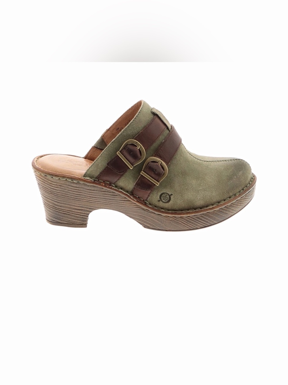 Born Taupe Suede Mules with Brown Leather Straps